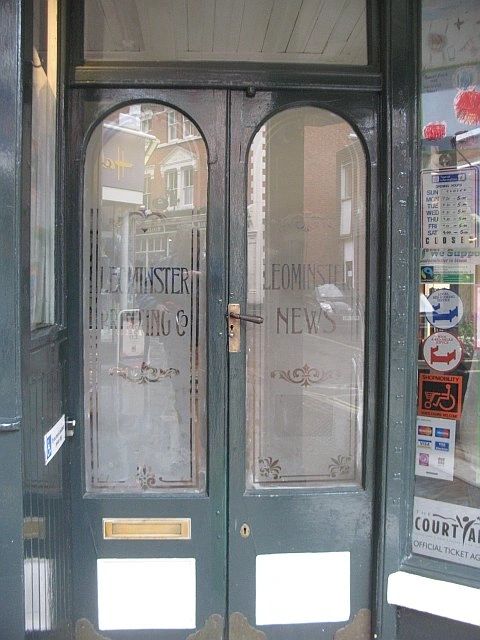 A set of recently installed shop doors